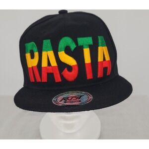 3D Embroidered Rasta Snapback Hat Flat Brim